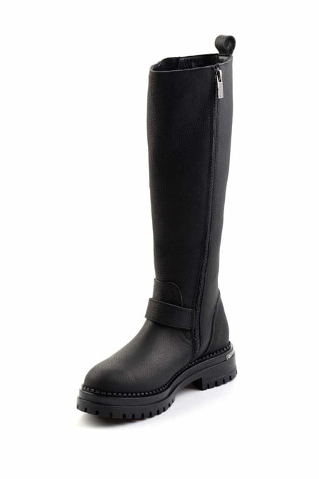 Black Hakiki Deri Kadın Bot & Bootie HD0777002703