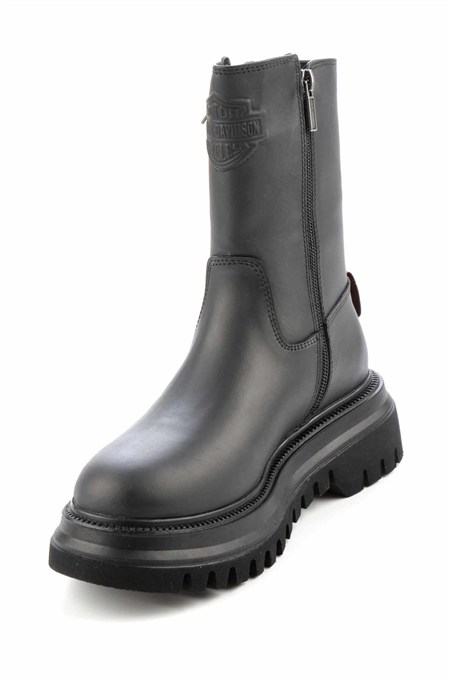 Black Hakiki Deri Kadın Bot & Bootie HD0777002603