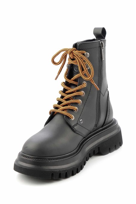 Black Hakiki Deri Kadın Bot & Bootie HD0777002903