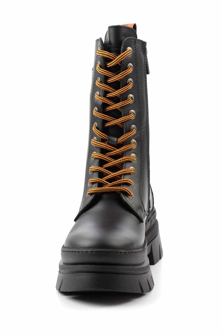 Black Hakiki Deri Kadın Bot & Bootie HD0777066103