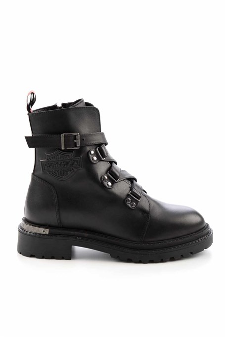 Black Hakiki Deri Kadın Bot & Bootie HD0777003003