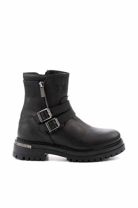 Black Hakiki Deri Kadın Bot & Bootie HD0777055603