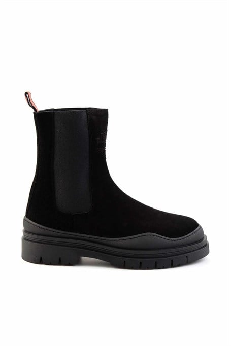 Black Hakiki Deri Kadın Bot & Bootie HD0777004802