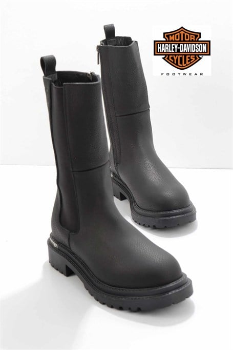 Black Hakiki Deri Kadın Bot & Bootie HD0777003803