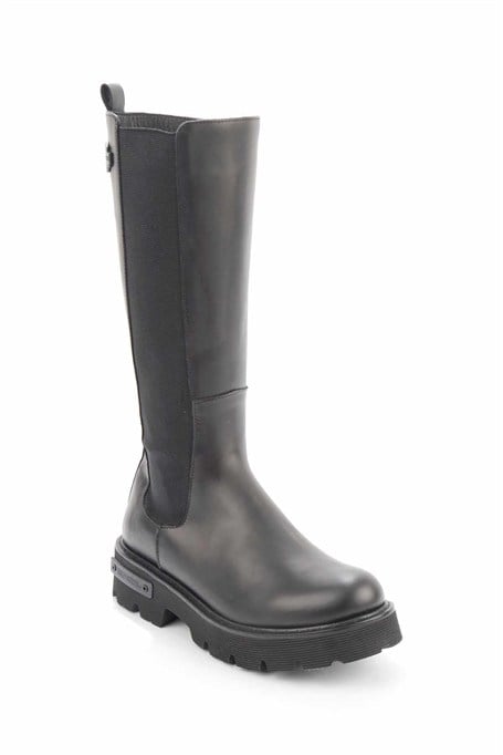 Black Hakiki Deri Kadın Bot & Bootie HD0777056903