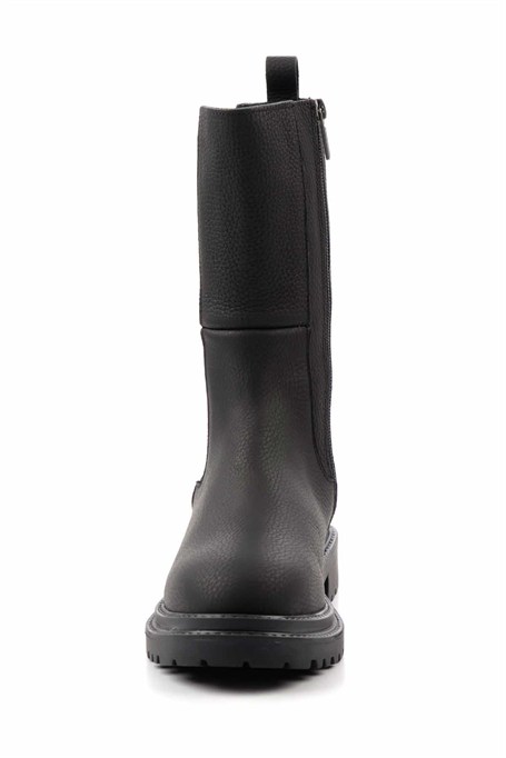 Black Hakiki Deri Kadın Bot & Bootie HD0777003803