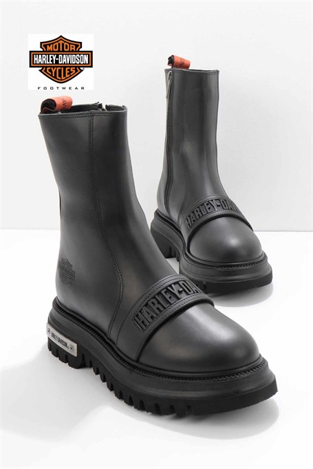 Black Hakiki Deri Kadın Bot & Bootie HD0777054903