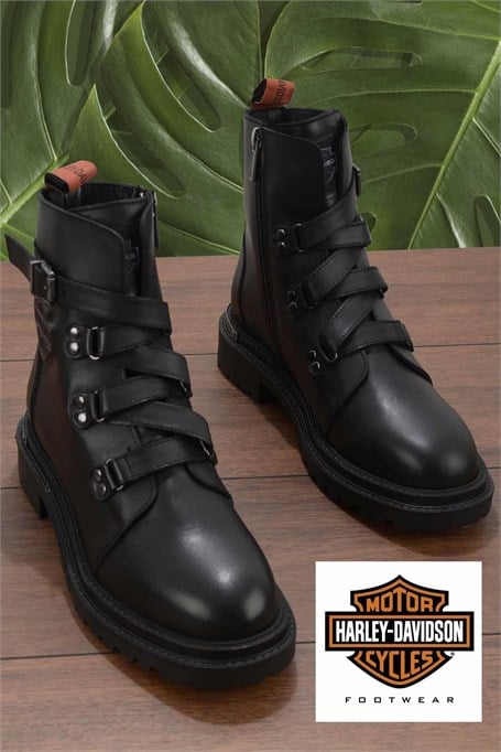 Black Hakiki Deri Kadın Bot & Bootie HD0777003003