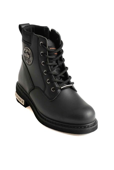 Black Hakiki Deri Kadın Bot & Bootie HD0777009803