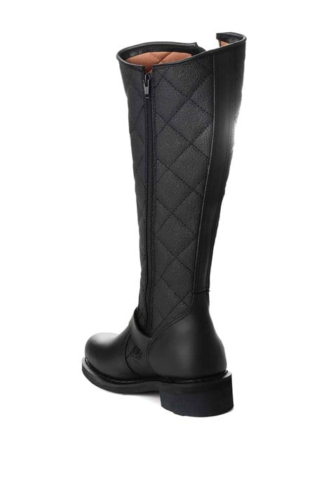Black Hakiki Deri Kadın Bot & Bootie HD0777005803