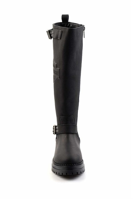 Black Hakiki Deri Kadın Bot & Bootie HD0777002703