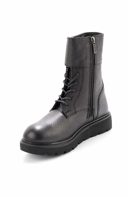 Black Hakiki Deri Kadın Bot & Bootie HD0777063603