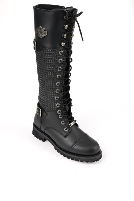 Black Hakiki Deri Kadın Bot & Bootie HD0777053303
