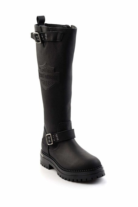 Black Hakiki Deri Kadın Bot & Bootie HD0777002703