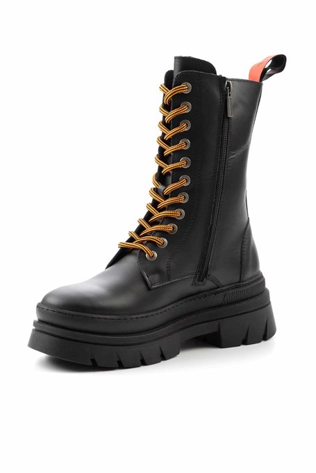 Black Hakiki Deri Kadın Bot & Bootie HD0777066103