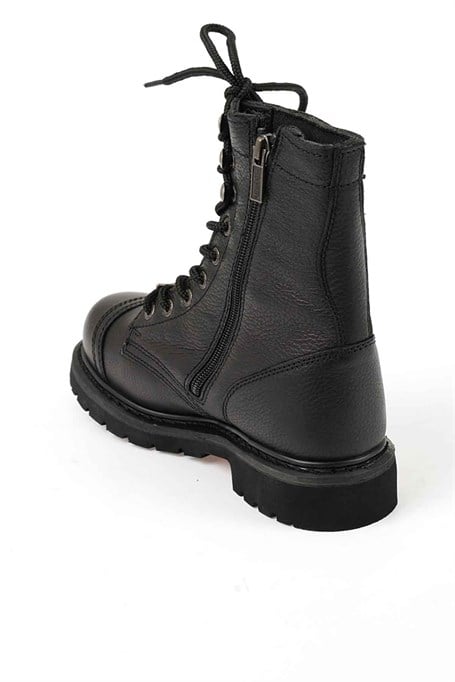 Black Hakiki Deri Kadın Bot & Bootie HD0777032803