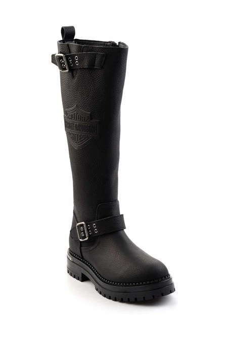 Black Hakiki Deri Kadın Bot & Bootie HD0777002703