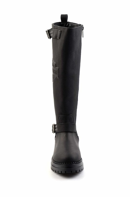 Black Hakiki Deri Kadın Bot & Bootie HD0777002703