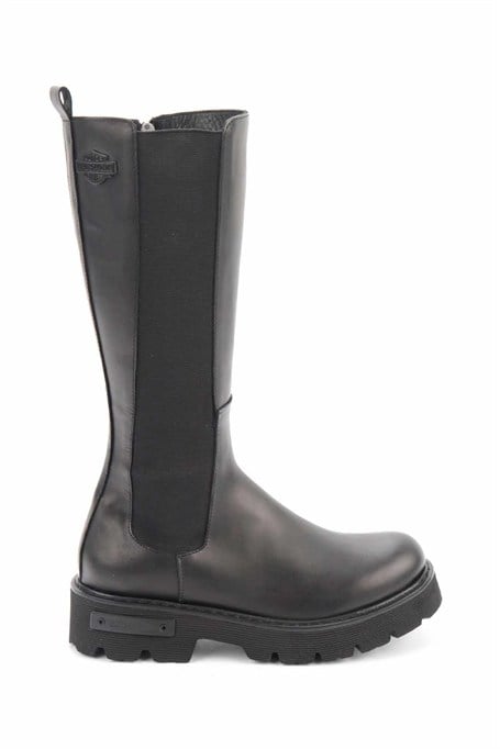 Black Hakiki Deri Kadın Bot & Bootie HD0777056903