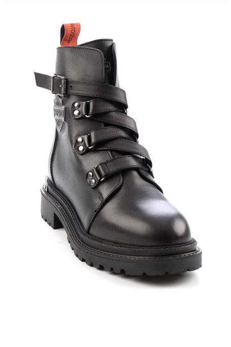 Black Hakiki Deri Kadın Bot & Bootie HD0777003003