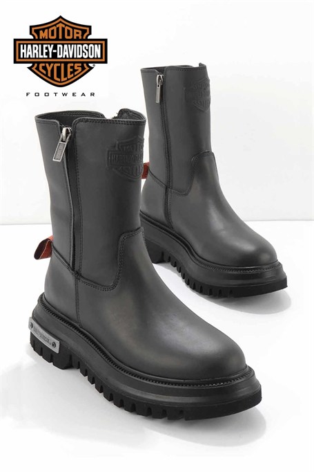 Black Hakiki Deri Kadın Bot & Bootie HD0777002603