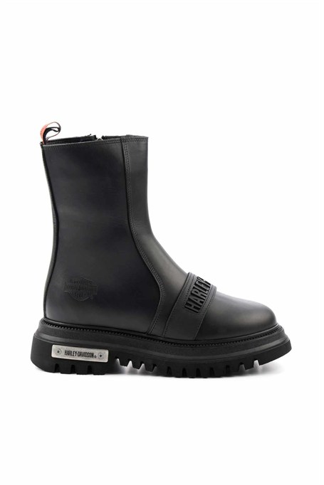 Black Hakiki Deri Kadın Bot & Bootie HD0777054903