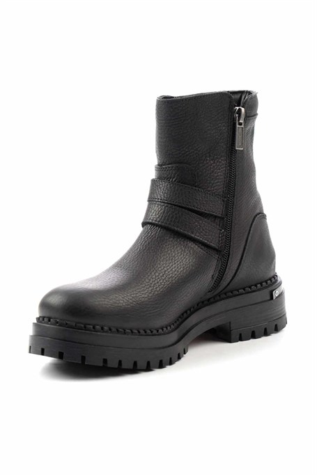 Black Hakiki Deri Kadın Bot & Bootie HD0777055603