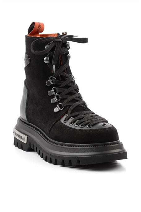 Black Hakiki Deri Kadın Bot & Bootie HD0777064302
