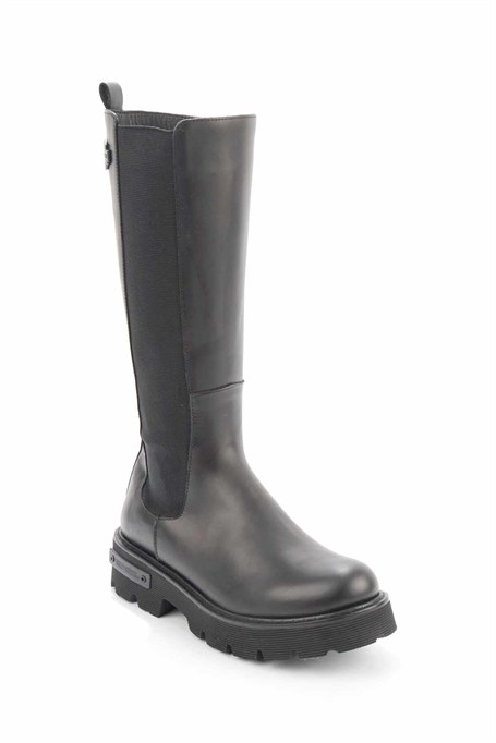 Black Hakiki Deri Kadın Bot & Bootie HD0777056903