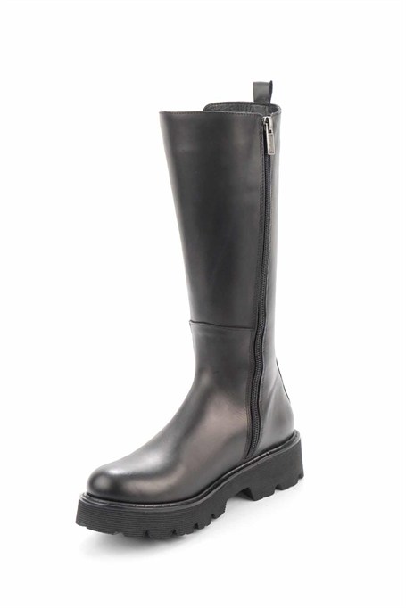 Black Hakiki Deri Kadın Bot & Bootie HD0777056903