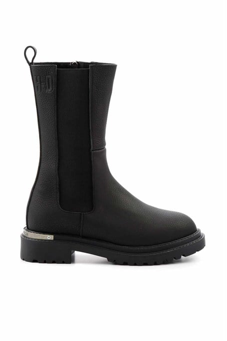 Black Hakiki Deri Kadın Bot & Bootie HD0777003803