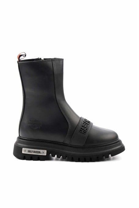 Black Hakiki Deri Kadın Bot & Bootie HD0777054903