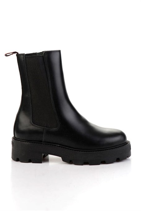 Black Hakiki Deri Kadın Bot & Bootie HD0777166103