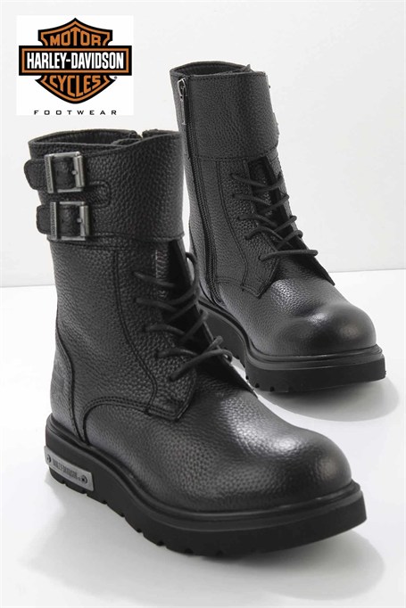 Black Hakiki Deri Kadın Bot & Bootie HD0777063603