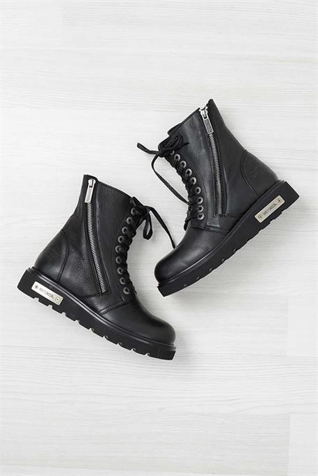 Black Hakiki Deri Kadın Bot & Bootie M0777053903