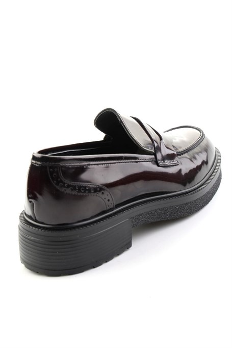 Bordo Açma Hakiki Deri Erkek Loafer Ayakkabı E01549116414