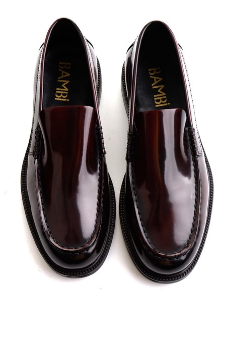 Bordo Açma Hakiki Deri Erkek Loafer Ayakkabı E01648502614