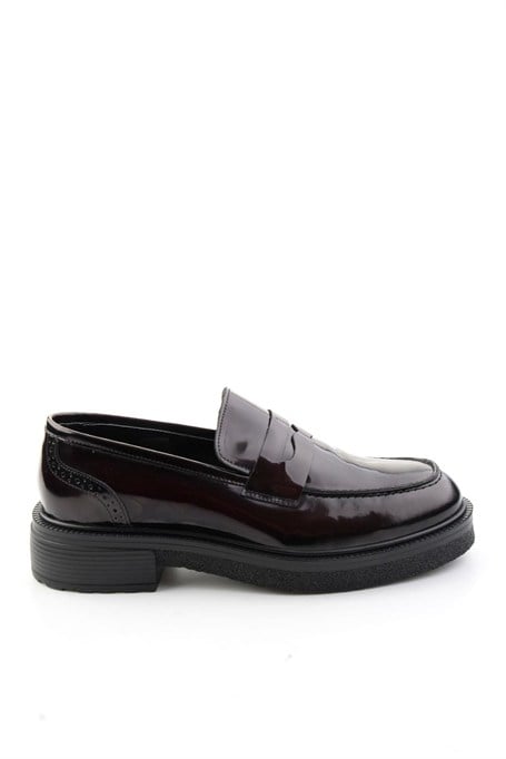 Bordo Açma Hakiki Deri Erkek Loafer Ayakkabı E01549116414