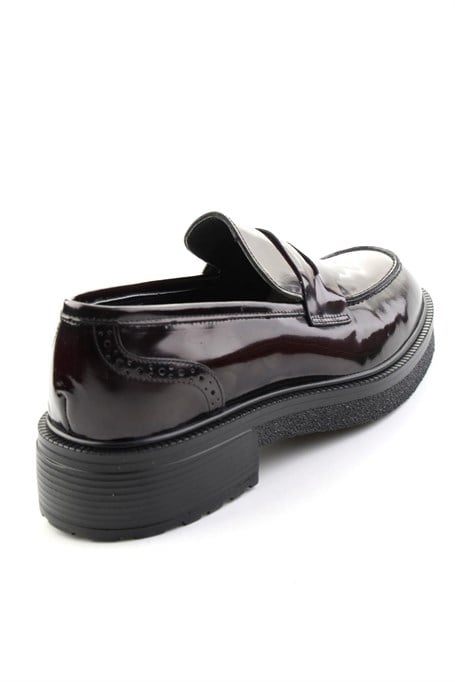 Bordo Açma Hakiki Deri Erkek Loafer Ayakkabı E01549116414
