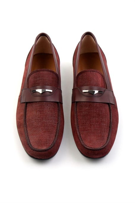 Bordo Hakiki Deri Erkek Casual Ayakkabı E01758028104