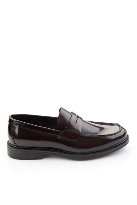 Bordo Hakiki Deri Erkek Loafer Ayakkabı E01648609514