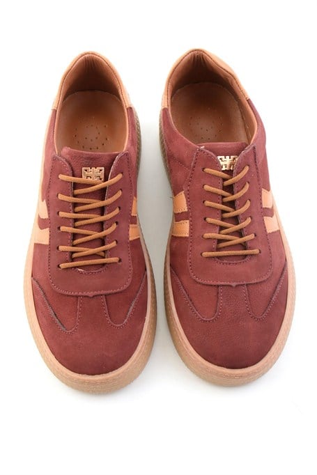 Bordo Nubuk Hakiki Deri Kadın Sneaker K01753222201