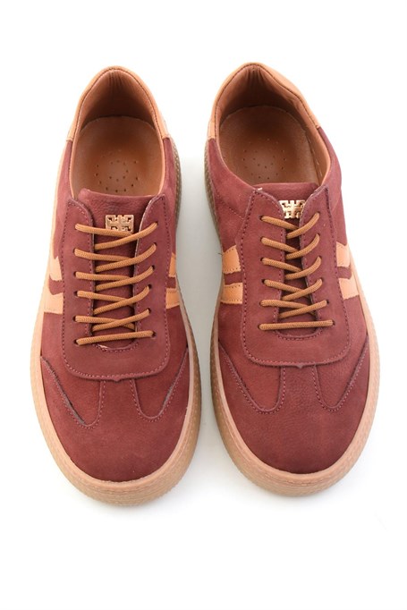 Bordo Nubuk Hakiki Deri Kadın Sneaker K01753222201