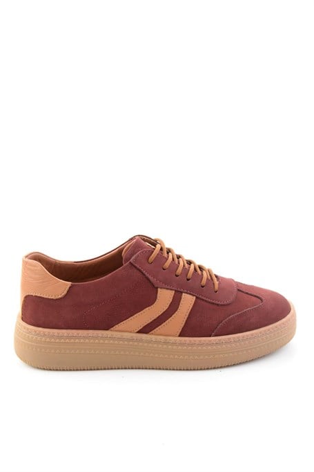 Bordo Nubuk Hakiki Deri Kadın Sneaker K01753222201