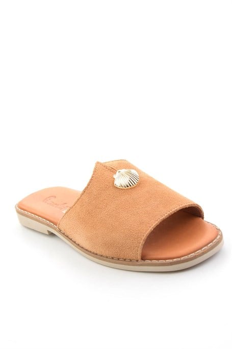 Camel Hakiki Deri Kadın Terlik K04331145802