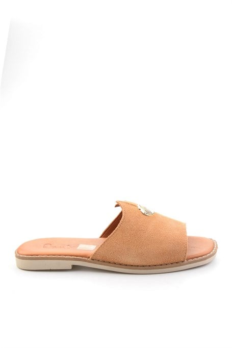 Camel Hakiki Deri Kadın Terlik K04331145802