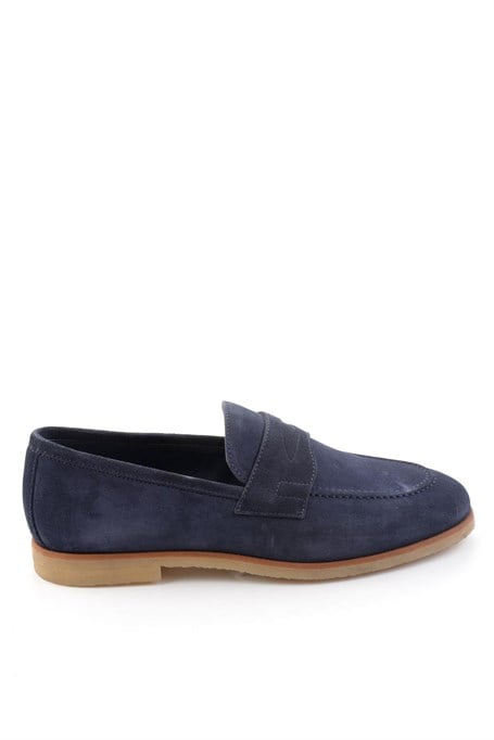 Dark Blue Hakiki Deri Erkek Loafer Ayakkabı E01648595802
