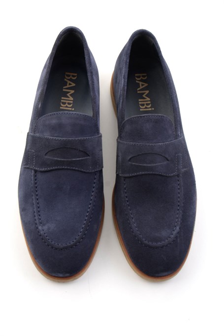 Dark Blue Hakiki Deri Erkek Loafer Ayakkabı E01648595802
