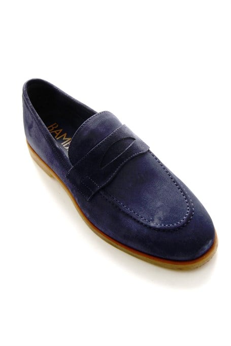 Dark Blue Hakiki Deri Erkek Loafer Ayakkabı E01648595802