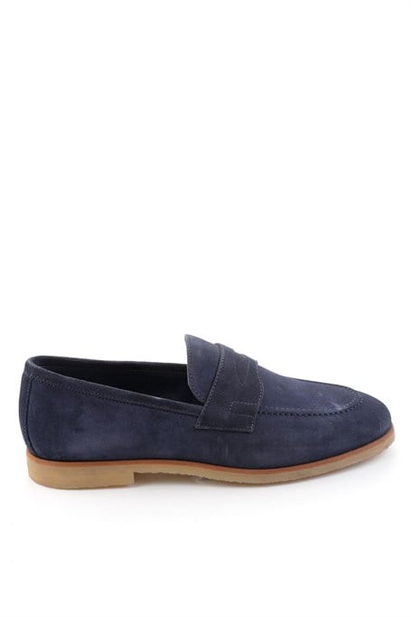 Dark Blue Hakiki Deri Erkek Loafer Ayakkabı E01648595802